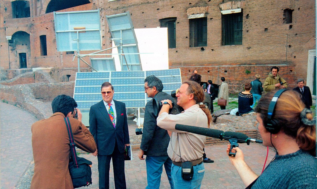 Fred Weisman - primary underwriter of the SOS - Rome exhibition - at the opening day ceremonies at Trajan's Markets in Rome - Spring Equinox 1992. Michael W. Barnard shooting, Walker Barnard recording audio.